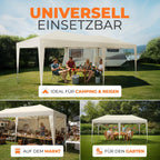Faltpavillon 3x6 m wasserdicht UV Schutz 50+ mit 6 Seitenteilen Stahlgestell Polyester Dach Partyzelt Champagner