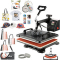 Hitzepresse Transferpresse 38x30cm 8-in-1 1250W 360 Grad Schwenkarm Digital Temperatur- und Zeitsteuerung Sublimation
