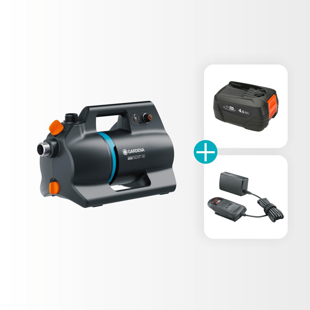 Akku-Gartenpumpe 3000 Silent 18V P4A 3000 l/h 14610-20 mit Akku und Ladegerät für Gartenbewässerung