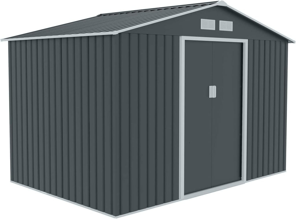 Metall Gerätehaus S200 XXL 277x191x192 cm Gartenhaus Geräteschuppen Satteldach Anthrazit Outdoor