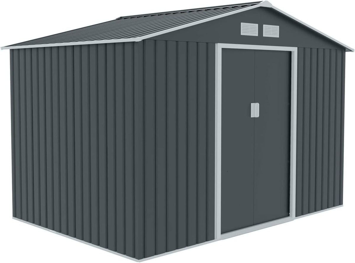 Metall Gerätehaus S200 XXL 277x191x192 cm Gartenhaus Geräteschuppen Satteldach Anthrazit Outdoor