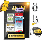 Balkonkraftwerk Solaranlage Komplettset 1000W 800W Wechselrichter 2x500W bifaziale Solarmodule 5m Anschlusskabel ohne Halterung