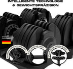Verstellbare Kurzhanteln 15-in-1 24 kg Paar einstellbares Gewicht 2,5 bis 24 kg Schnellverstellung rutschfester Griff