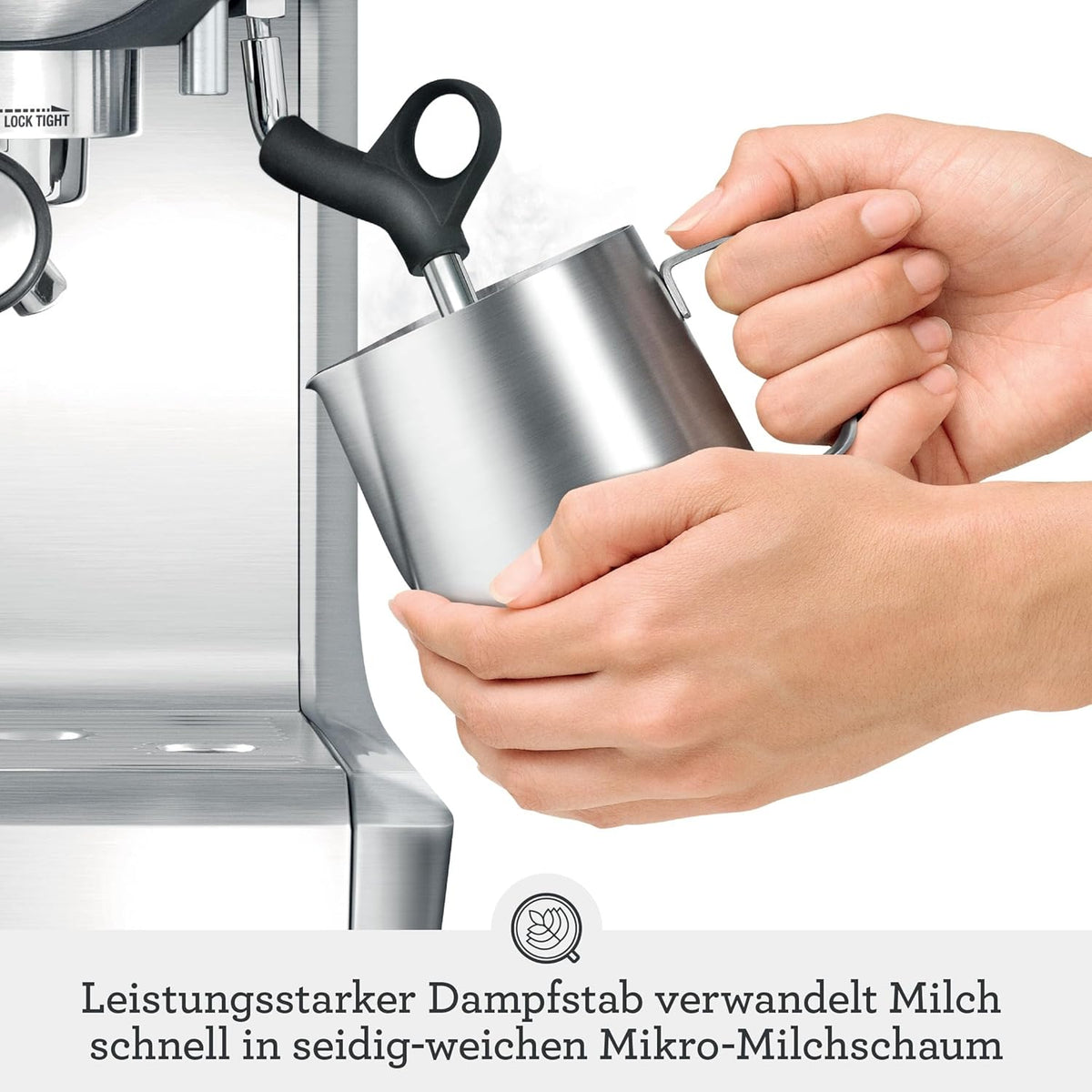 Espresso Siebträgermaschine mit integrierter Mühle und manuellem Milchaufschäumer Barista Express SES875BSS2EEU1A Edelstahl