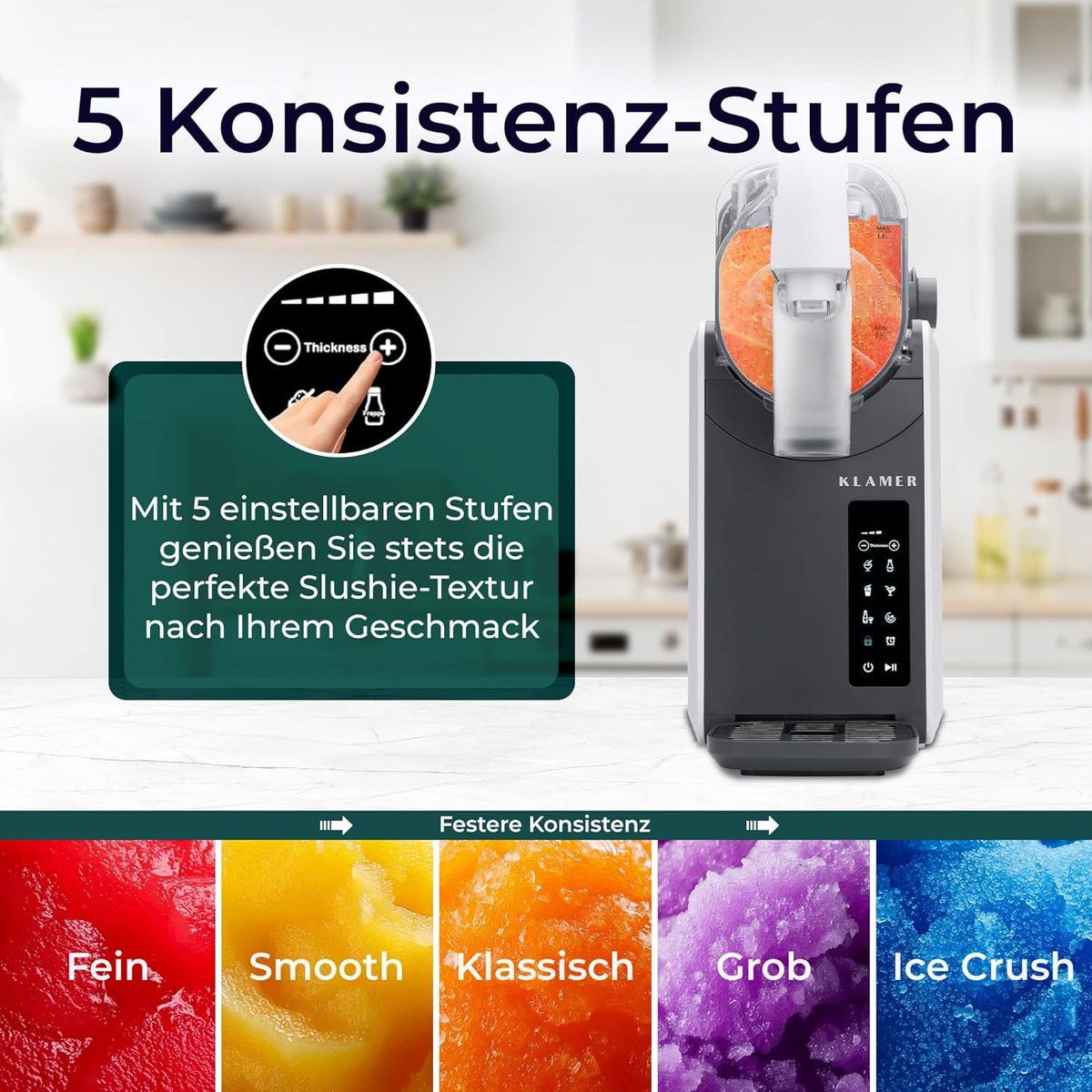 Slush Maschine 2 L mit 5 Programmen automatischer Reinigung Touch-Steuerung und Zubereitung ohne Eis