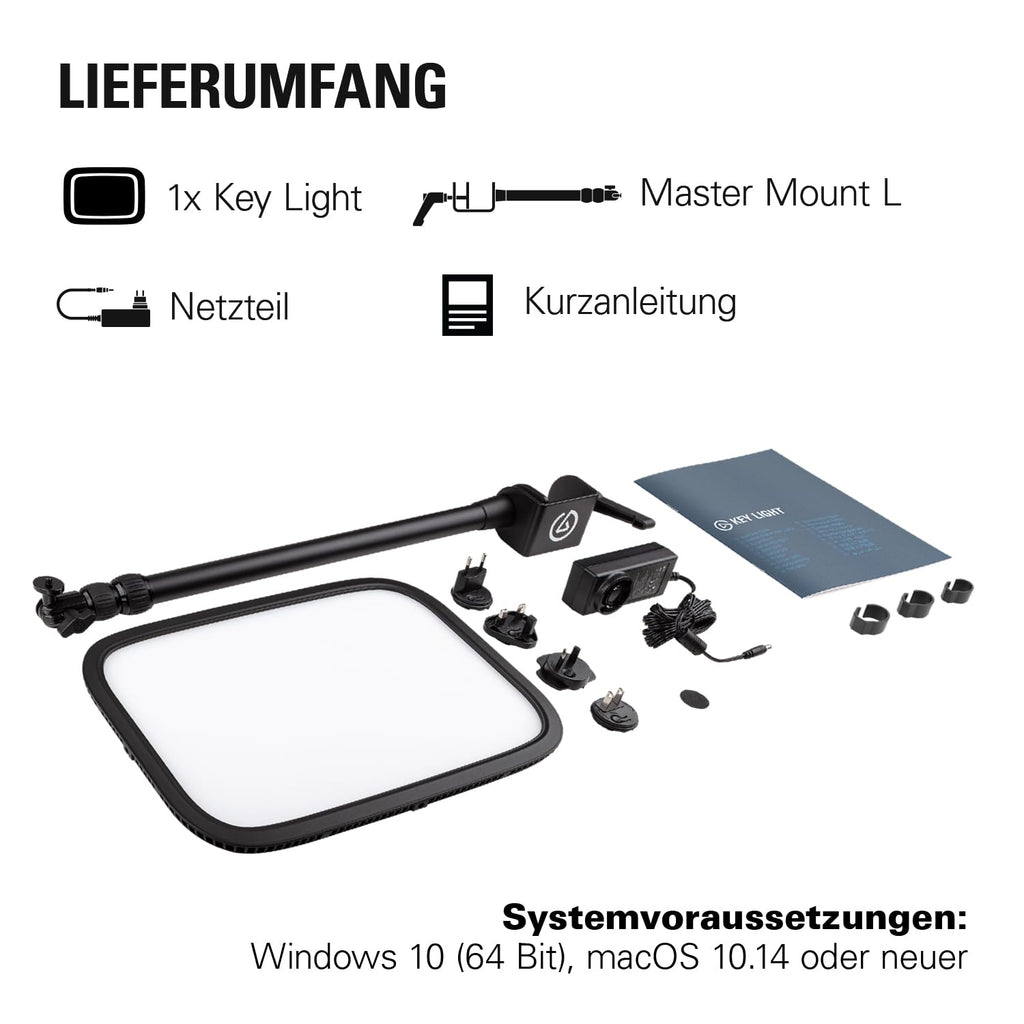 LED Studioleuchte Key Light mit 2800 Lumen 2900–7000 K Farbtemperatur WLAN-Steuerung 160 LEDs und Tischklemme