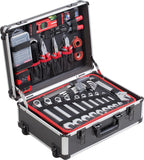 Werkzeugtrolley 230-teilig mit Handwerkzeugen Aluminiumkoffer Rollen und Teleskopgriff 8973740