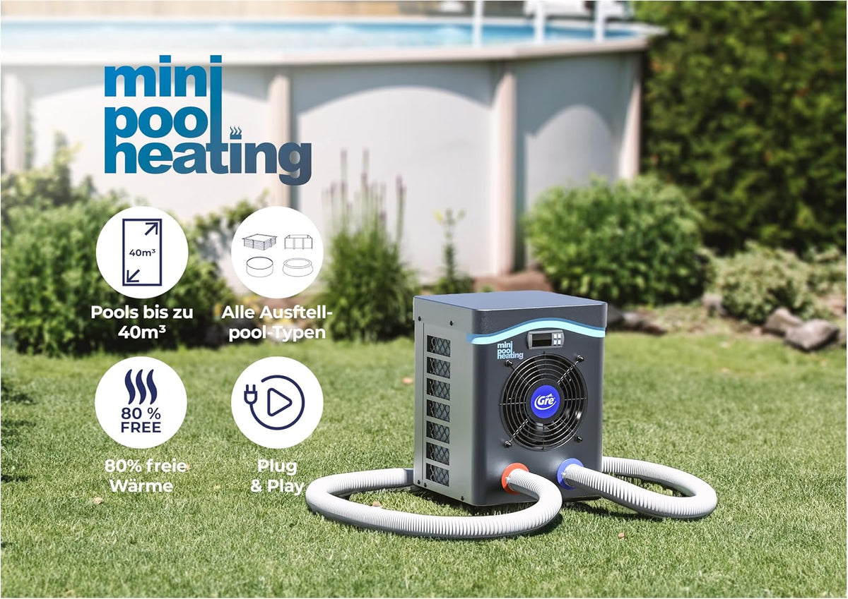 Pool-Wärmepumpe HPM20 20 m³ Poolheizung 230 V R32 Kältemittel 32/38 mm Schlauchanschluss