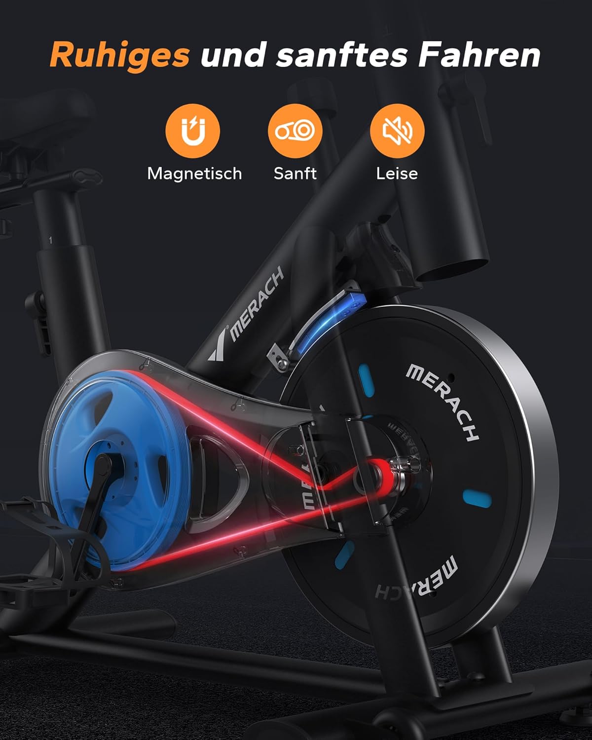 Heimtrainer Fahrrad Magnet Widerstand MR-S26B2-EU Indoor Cycling Bike LED Display Tablet Halter bis 136kg