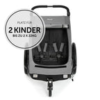 2in1 Fahrradanhänger Kinderwagen für 2 Kinder Dryk Duo bis 22 kg 120 cm faltbar für Zwillinge und Geschwister
