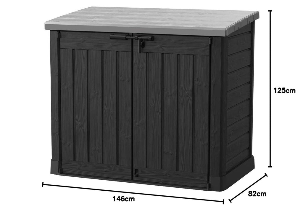 Mülltonnenbox Store it Out Max 1200L für 2 Mülltonnen bis 240L mit Bodenplatte und Regalhalter