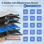 Umkehrosmose Wasserfiltersystem RCC7AK 6 Stufen Untertisch 75 GPD mit Alkalien und Mineralfilter NSF