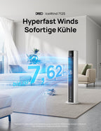 Turmventilator Verdunstungskühler 110 cm 4 Geschwindigkeiten 4 Modi App Steuerung 80° Oszillation 12h Timer DR-HEC002S