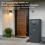Paketbriefkasten mit Paketfach 85 l 112 x 50 x 39 cm verzinkter Stahl abschließbar freistehend mit 4 Schlüsseln Anthrazit