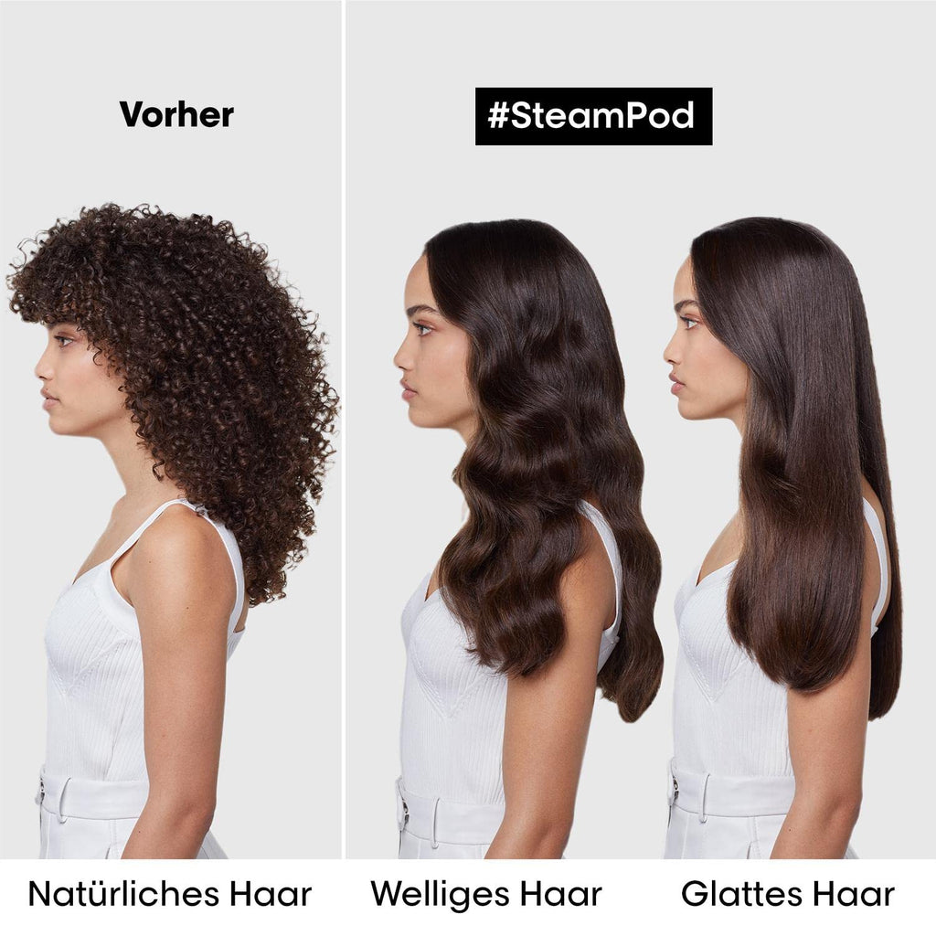 SteamPod 4 Dampfstyler mit Dampftechnologie zum Glätten Locken und Wellen für alle Haartypen mit 3 Kämmen