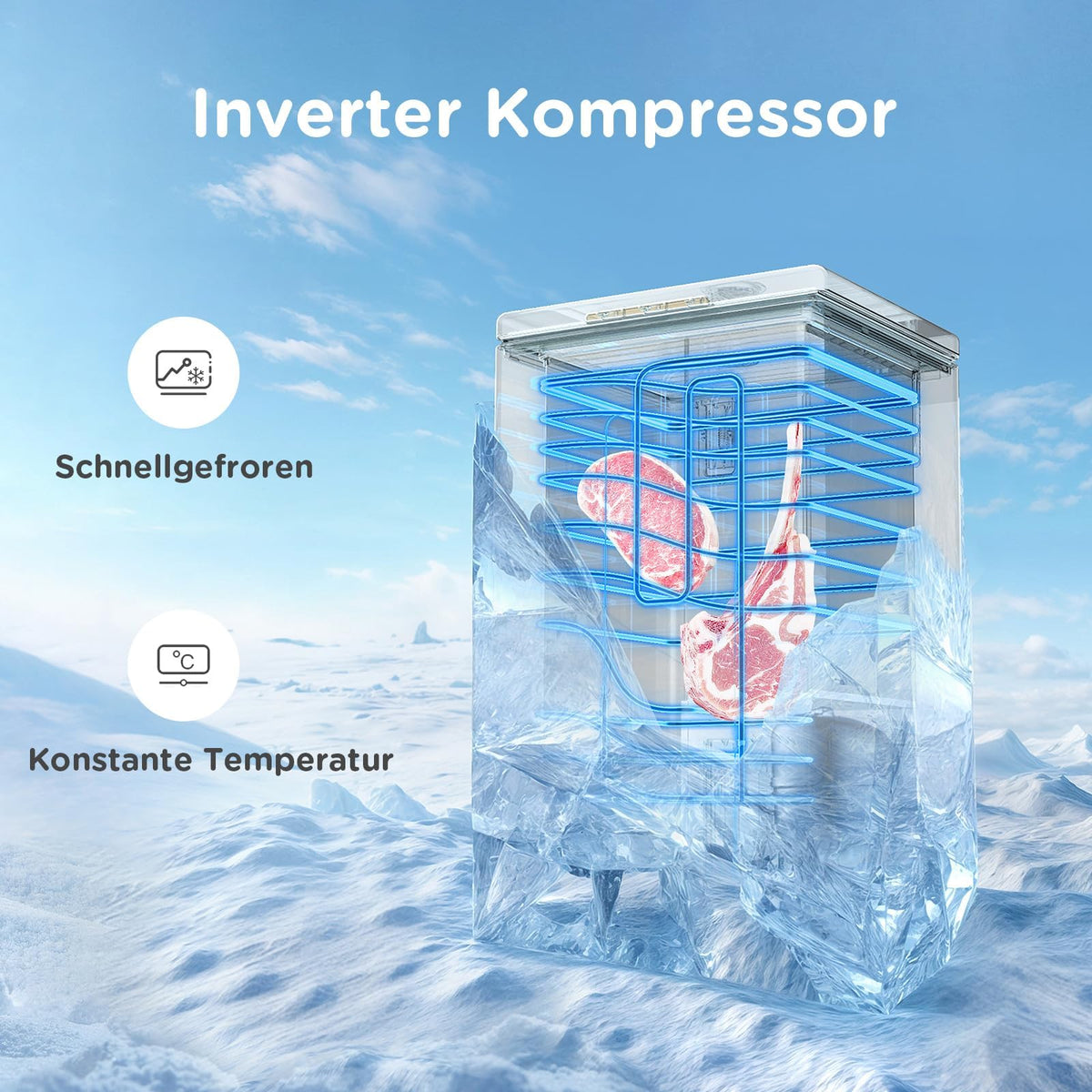 Freezer 200 L RCC201WH6(E) 41 dB Inverter Kompressor 6-stufige Temperaturregelung LED-Beleuchtung freistehend