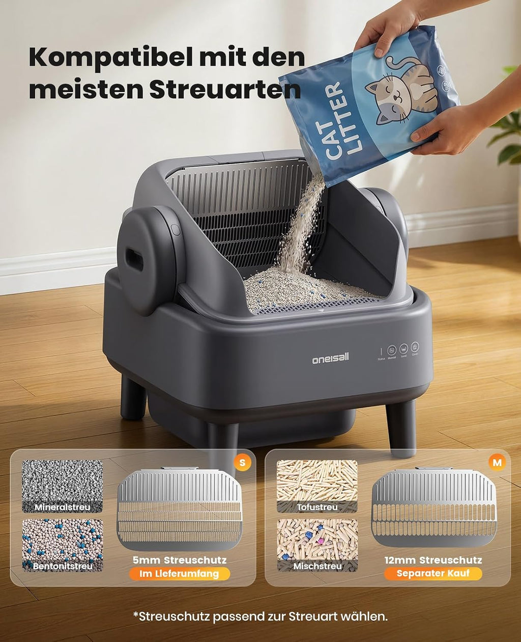 Selbstreinigende Katzentoilette XXL offen Automatik mit EaseClean System manuell automatisch inkl Katzenmatte und 40 Beutel