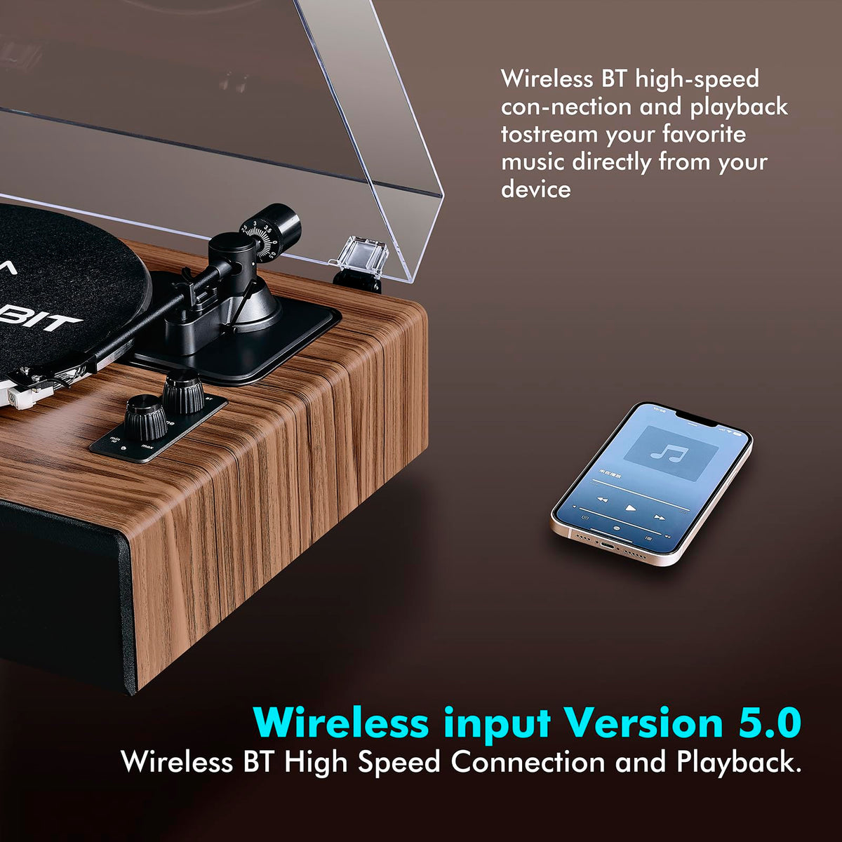 Plattenspieler mit 4-Lautsprecher-Stereo und Bluetooth integrierter Verstärker AT-3600L Magnet-Tonabnehmer 33/45 U/min