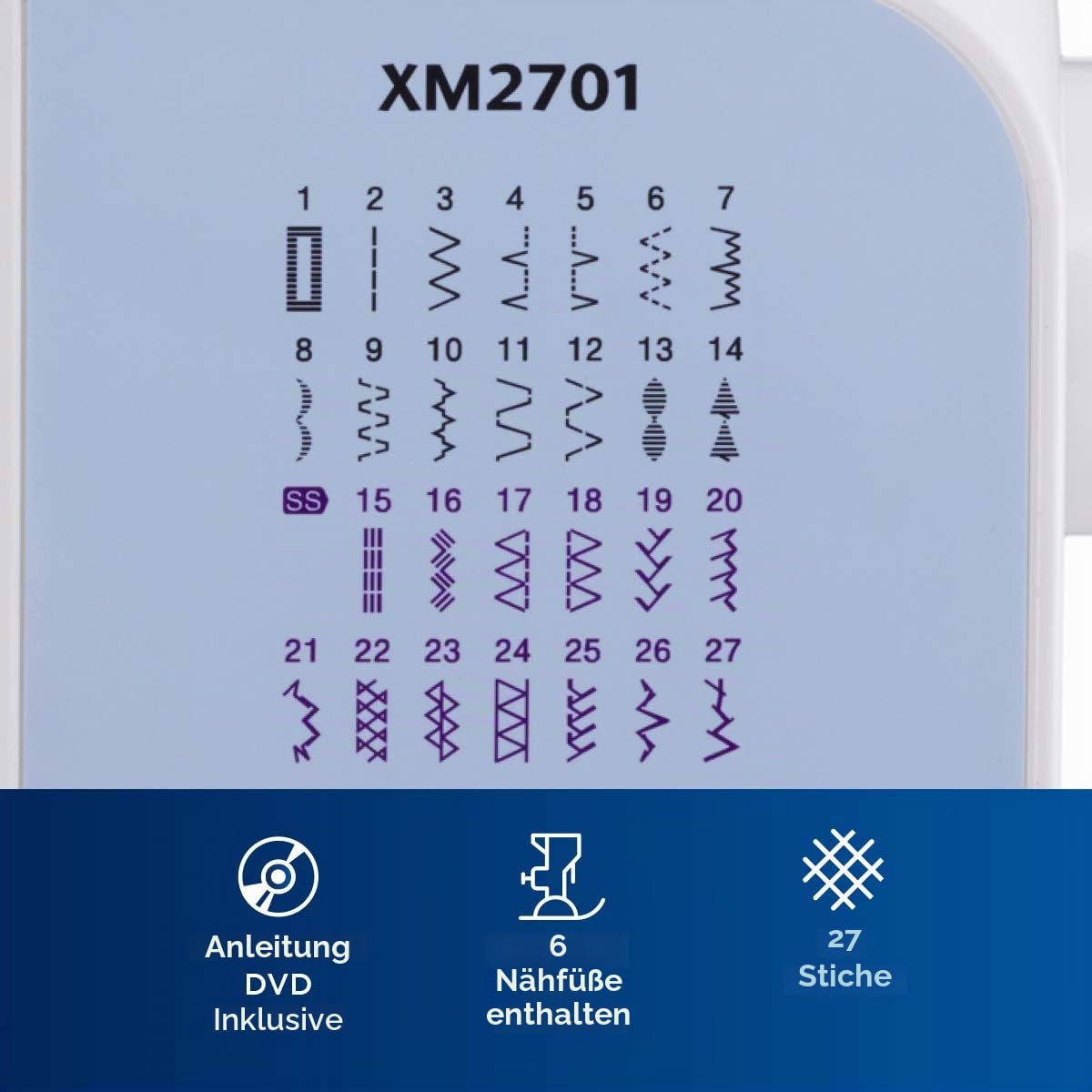 Brother XM2701S Nähmaschine 27 Nähprogramme Freiarm Automatischer Einfädler für Jeans und verschiedene Stoffe