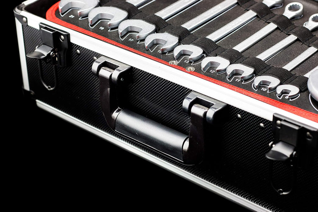 Werkzeugtrolley 238-teilig 8973770 mit Werkzeug Set Aluminiumkoffer Rollen und Teleskopgriff