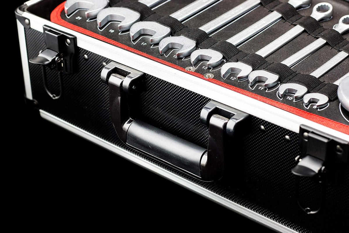 Werkzeugtrolley 238-teilig 8973770 mit Werkzeug Set Aluminiumkoffer Rollen und Teleskopgriff