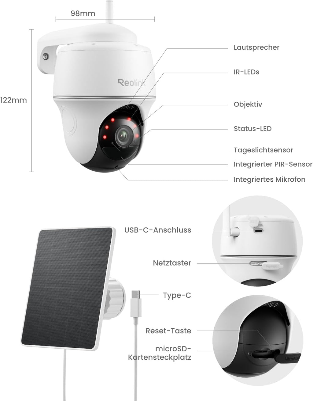 2K WLAN Überwachungskamera Set Home Hub Mini mit 2x Argus PT Lite 360° Schwenkbar Solarpanel KI-Erkennung Akkubetrieb