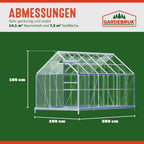 Aluminium Gewächshaus 7,2m² 380x190cm Treibhaus Polycarbonat 4mm 4 Dachfenster mit Fundament
