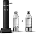 Wassersprudler Carbonator 3 aus Edelstahl kompatibel mit 60L CO2-Zylindern inkl 2x 1L PET-Flaschen Mattschwarz