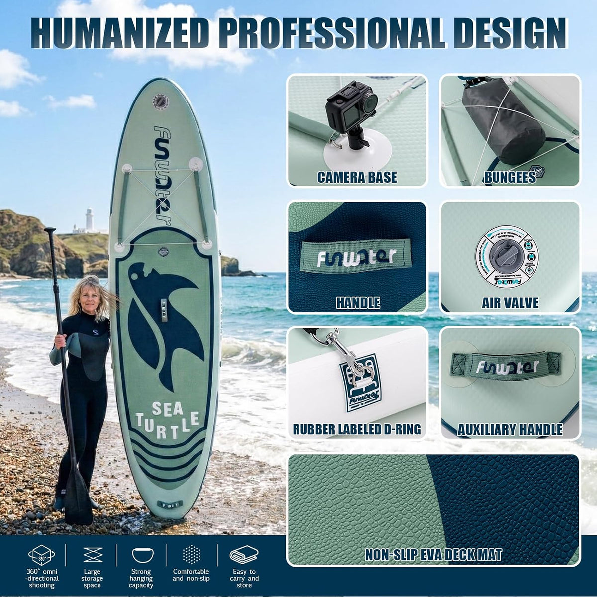 Stand Up Paddle Board 320 cm SUP aufblasbar für 1–2 Personen mit Zubehör Set PVC Doppelkammer stabil