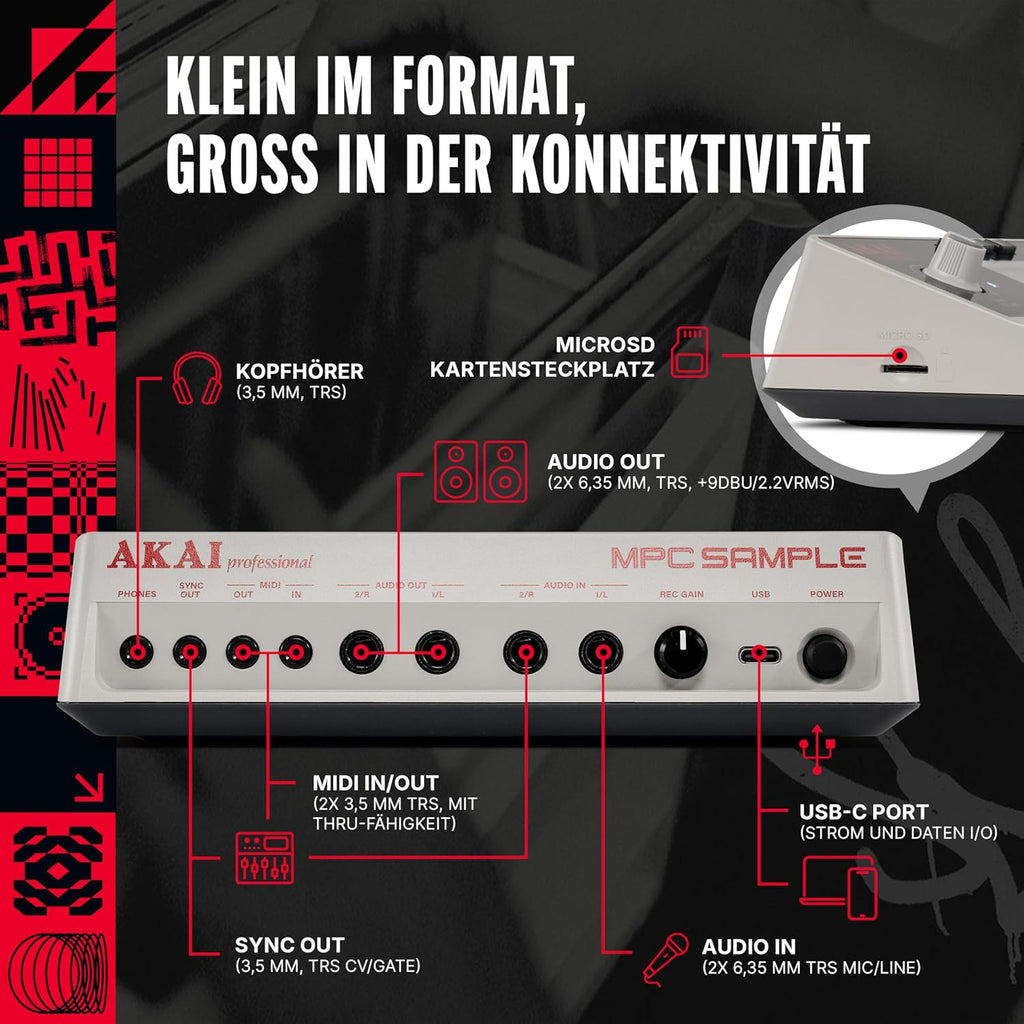 Standalone Sampler Sequenzer und Effektprozessor MPCSAMPLE mit Akku USB-C integriertem Lautsprecher und Mikrofon