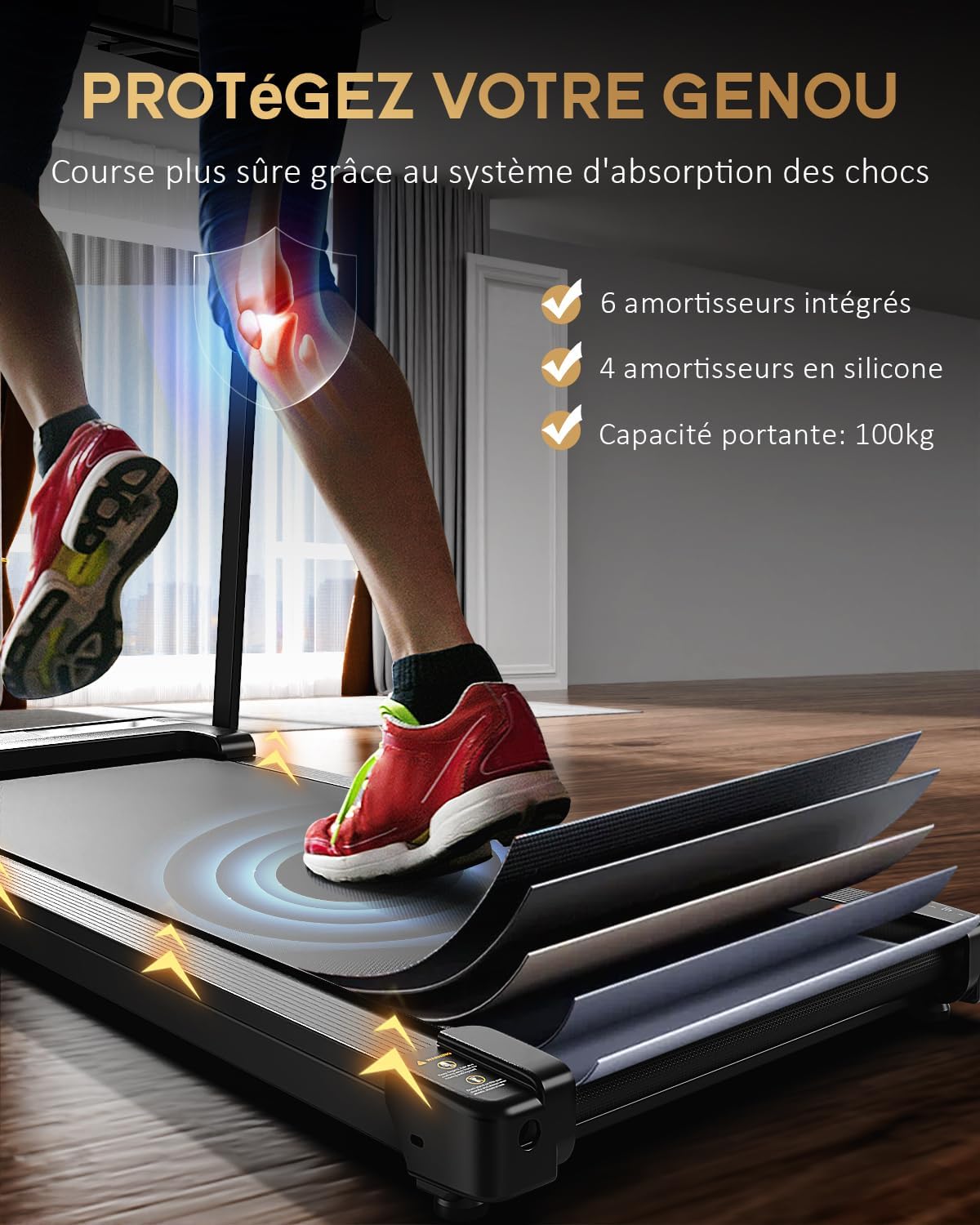 Klappbares Walking Pad LF-X2DC 10 km/h 500 W mit LED Display 100 kg Belastbarkeit und ABS Rahmen
