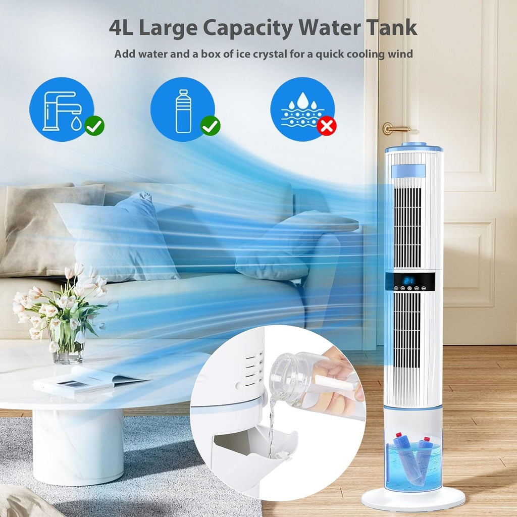 Klimagerät Luftkühler KYS-30-39Y 65 W mit 4 L Wassertank 4 Modi 360° Oszillation und Fernbedienung