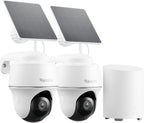 2K WLAN Überwachungskamera Set Home Hub Mini mit 2x Argus PT Lite 360° Schwenkbar Solarpanel KI-Erkennung Akkubetrieb
