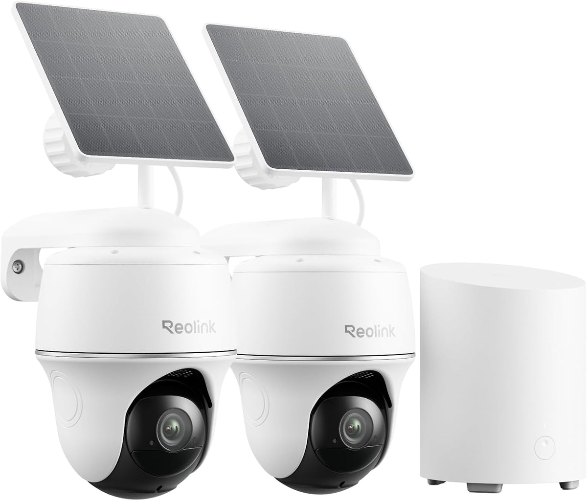 2K WLAN Überwachungskamera Set Home Hub Mini mit 2x Argus PT Lite 360° Schwenkbar Solarpanel KI-Erkennung Akkubetrieb