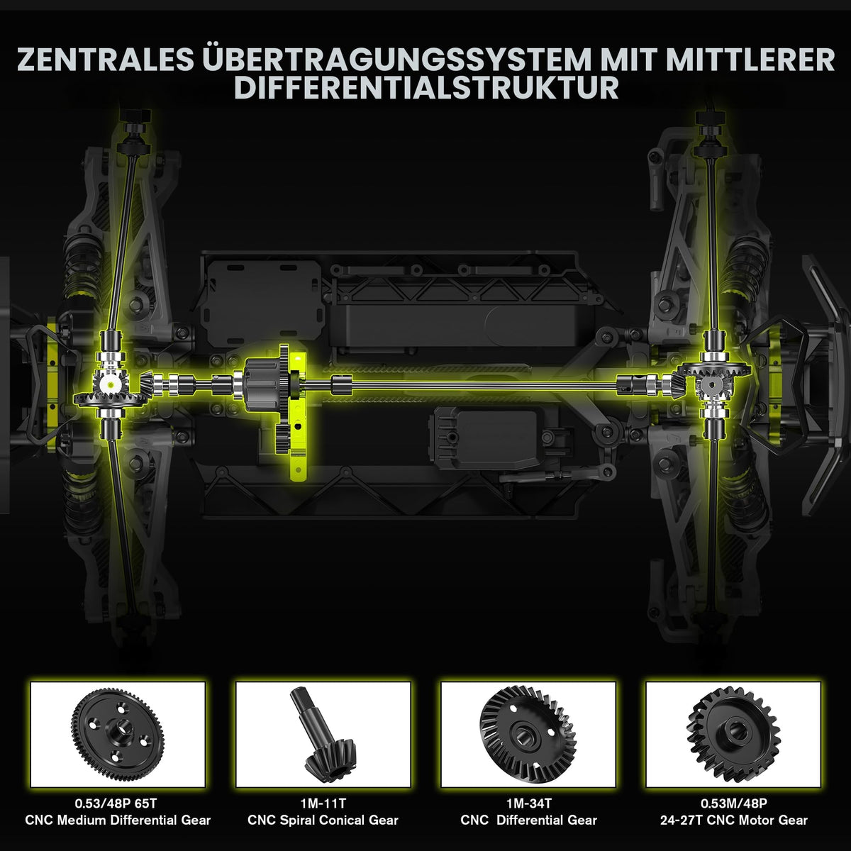 Brushless RC Monster Truck 1:10 4WD bis 50 km/h All-Terrain wasserdicht mit Carbonfaser und Fernsteuerung