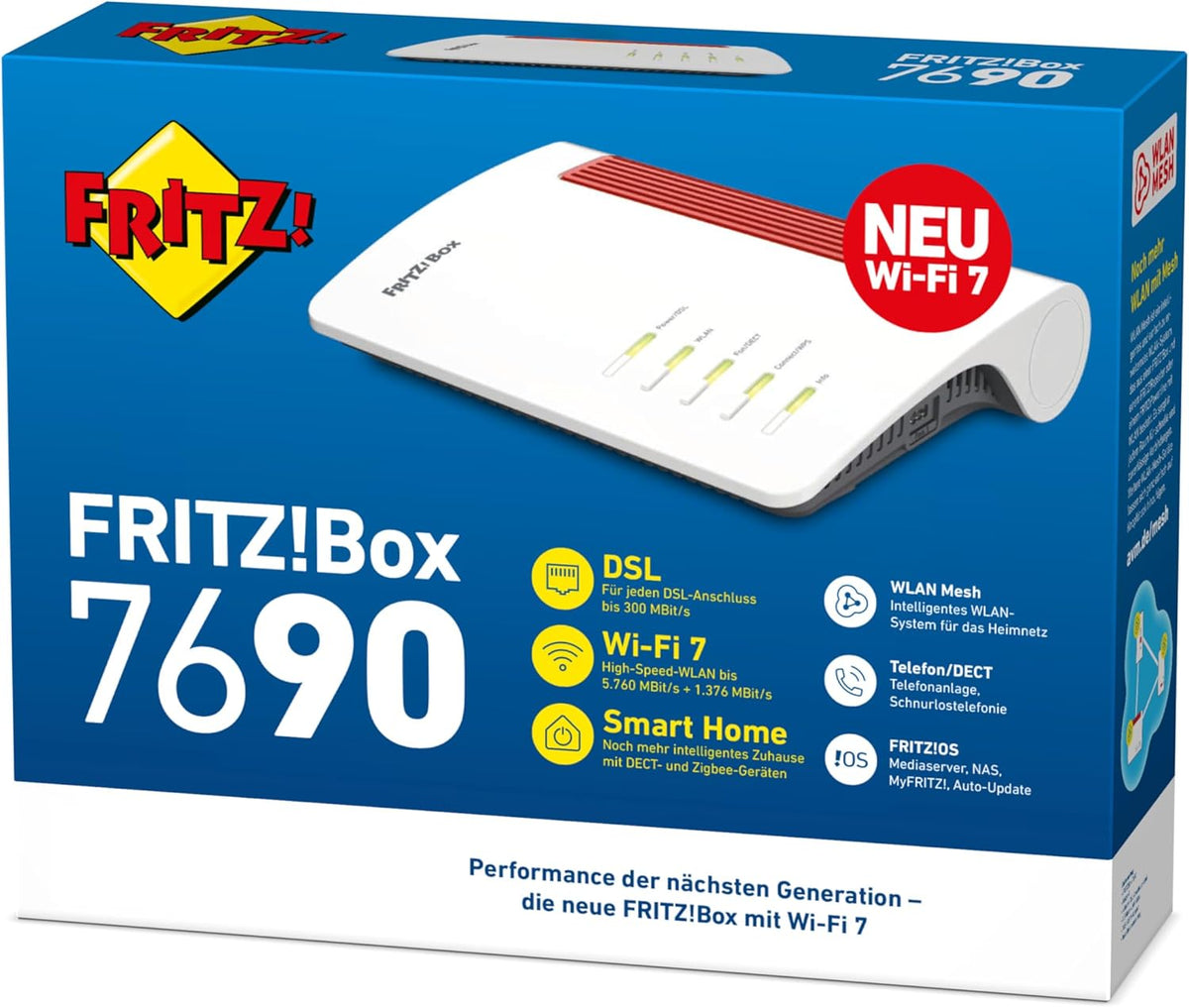 DSL Router Wi-Fi 7 7690 Dualband 7.1 Gbit/s Mesh WLAN DECT Basisstation