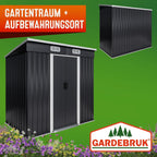 Metall Gerätehaus mit Schiebetür und Fundament 200x125x180 cm wetterfest 2 m² Gartenhaus anthrazit Stahlkonstruktion