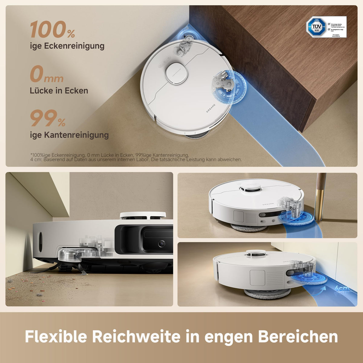 Saugroboter mit Wischfunktion RLL53SE 25.000 Pa 231 Min Laufzeit 10,5 mm Mopp-Anhebung automatische Moppreinigung App-Steuerung