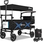 Faltbarer Bollerwagen mit Dach SS5050 110L PU Räder mit Bremsen 100kg Traglast Schiebegriff Kinder Transportwagen