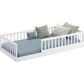 Bodenbett 90x200 cm Montessori Kinderbett Massivholz Kiefer mit Rausfallschutz und Roll-Lattenrost bis 200 kg