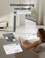 Turmventilator DR-HTF004S 108 cm mit 120° Oszillation 12 Geschwindigkeiten 25 dB WLAN App Steuerung und Timer