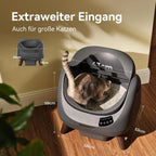 Selbstreinigende Katzentoilette XXL mit offenem Design 12L Abfallbehälter 5 GHz WLAN App-Steuerung für Mehrkatzenhaushalte Modell C08