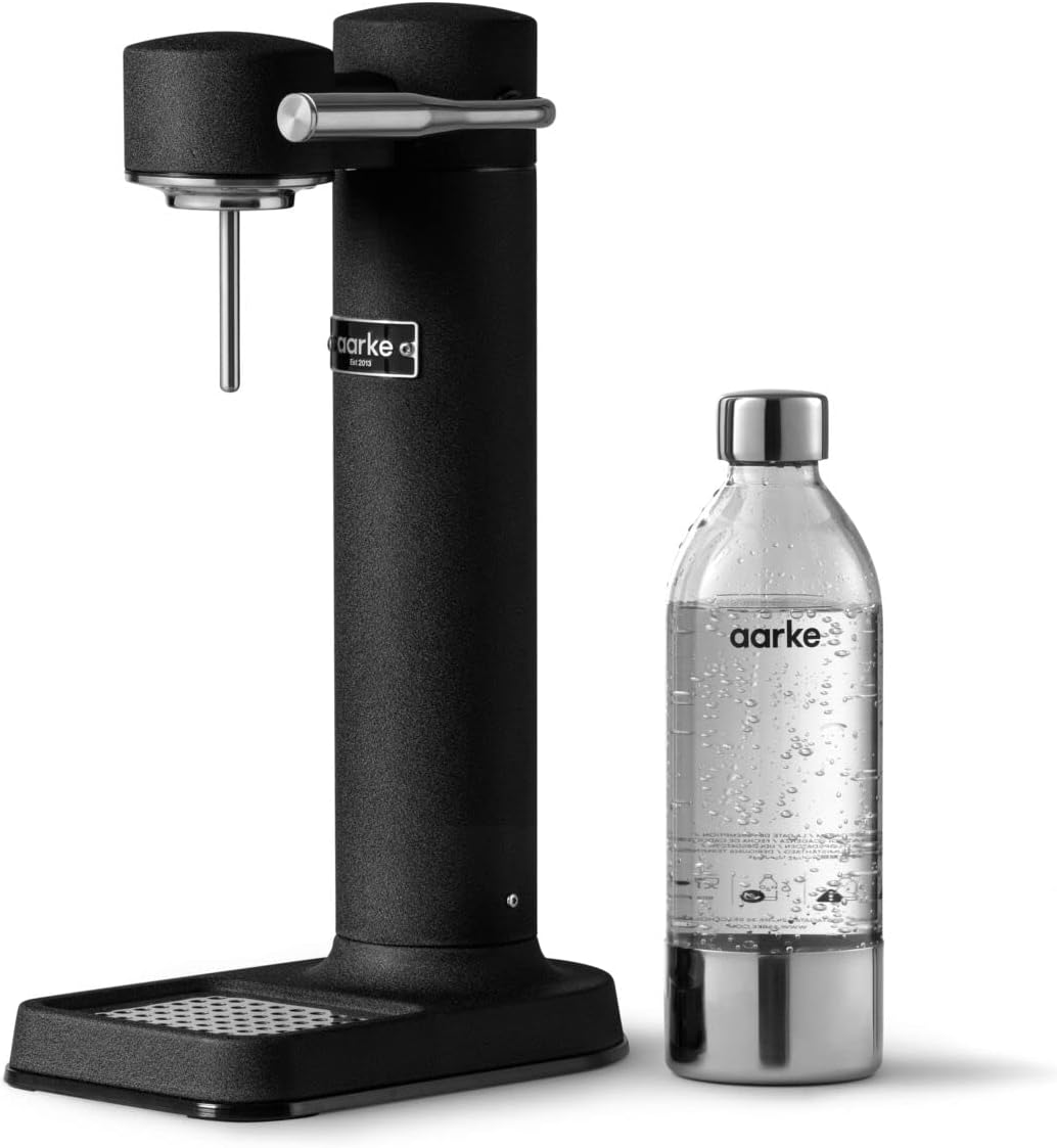 Wassersprudler Carbonator 3 aus Edelstahl kompatibel mit 60L CO2-Zylindern inkl 2x 1L PET-Flaschen Mattschwarz