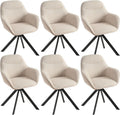 Drehbare Esszimmerstühle 6er Set 360 Grad drehbar Armlehne Leinen Metallgestell JOD01370AAA-6