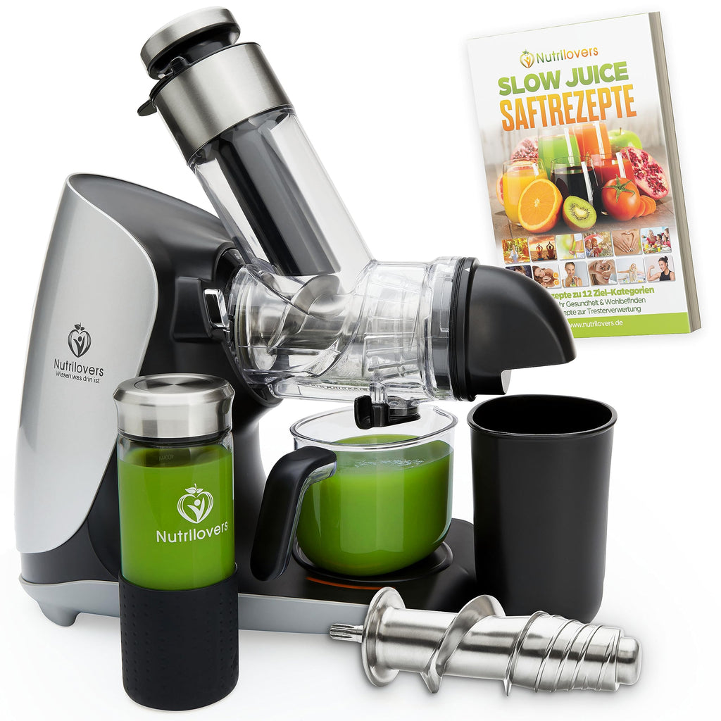 Slow Juicer Entsafter GREEN-PRESS MAX Edelstahl 200 W 2 L Fassungsvermögen Horizontale Saftpresse