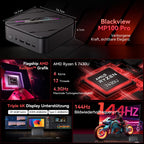 Mini-PC MP100 Pro mit AMD Ryzen 5 7430U 16GB RAM 512GB SSD Windows 11 Pro 4K 144Hz WiFi 6 und Triple-Display
