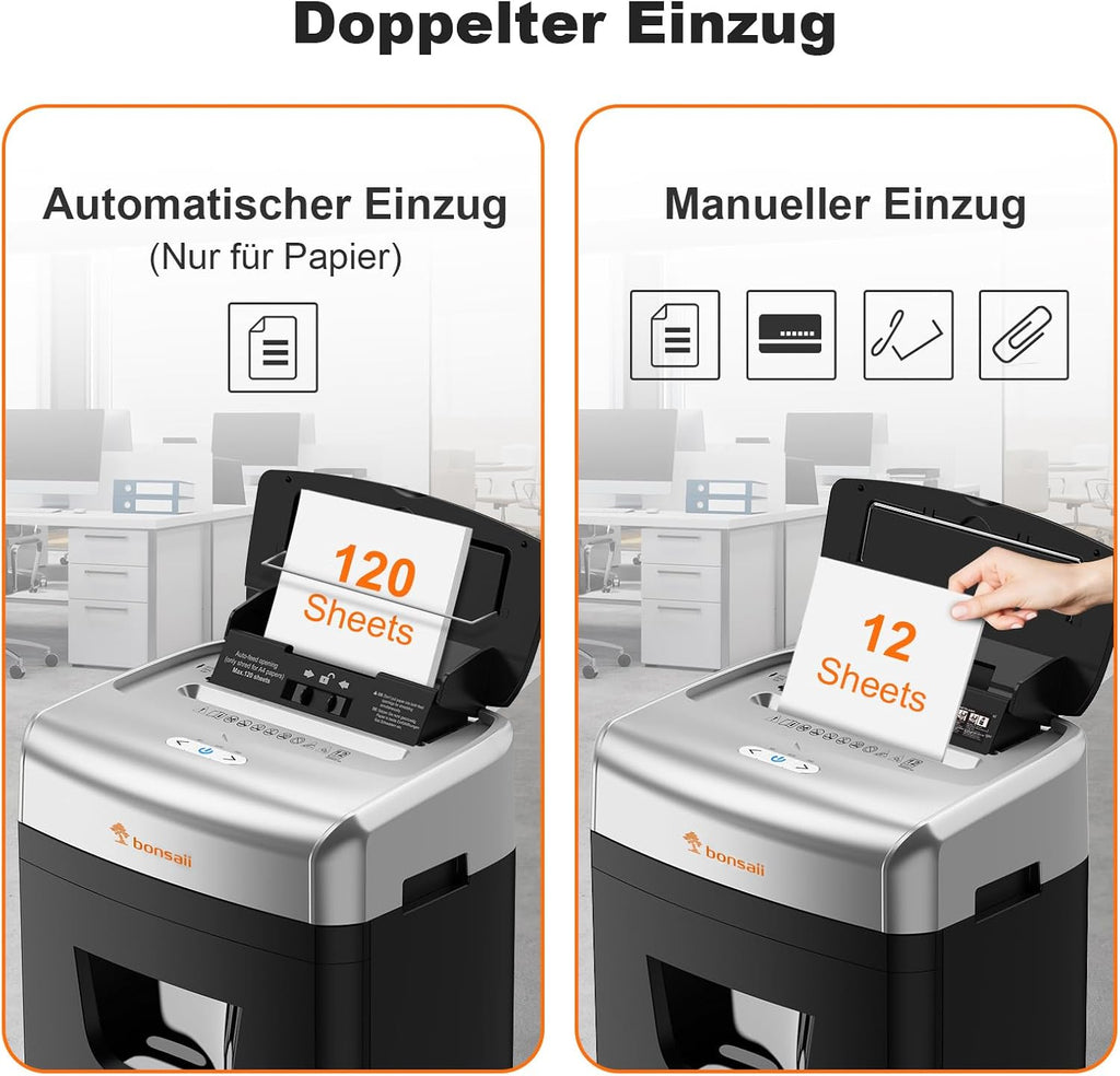 Aktenvernichter Autofeed Mikroschnitt P-4 C233-B 120 Blatt 23 Liter 62 dB Büro Schredder mit automatischem Einzug