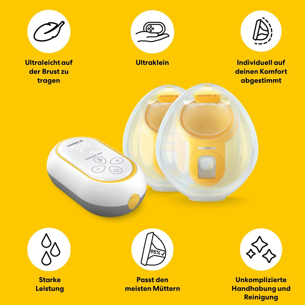 Freestyle Mini Hands-free elektrische Doppelmilchpumpe tragbar mit Auffangschalen wiederaufladbarem Akku und USB-C