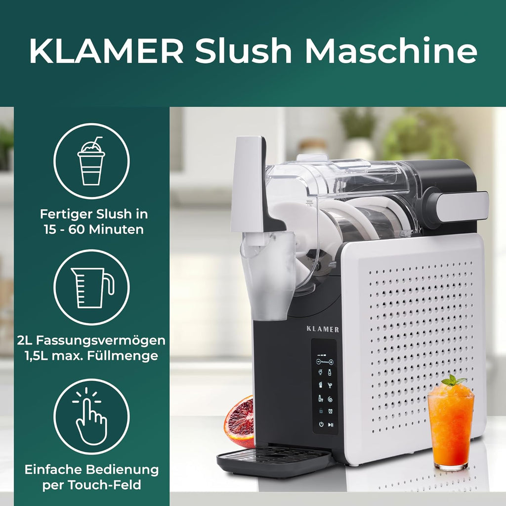 Slush Maschine 2 L mit 5 Programmen automatischer Reinigung Touch-Steuerung und Zubereitung ohne Eis