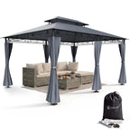 Pavillon 3 x 4 m mit Seitenteilen UV 50+ wasserabweisendes Dach Stahlgestell Dachhaube